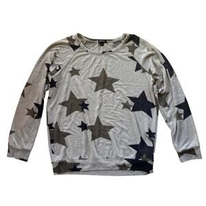 Buffalo David Bitton Soft Stretch Star Sweatshirt Size Large Gray Black